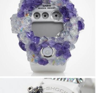 5a1ive purple raw-crystal cluster custom G-Shock