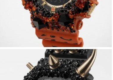 5a1ive black spiked and crystal-set DW-6900 custom G-Shock